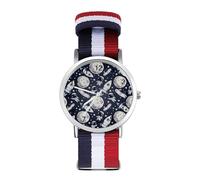 Lindo reloj deportivo Doodle Astronauts para hombres y mujeres, correa de nailon, reloj analógico de cuarzo