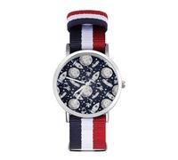Lindo reloj deportivo Doodle Astronauts para hombres y mujeres, correa de nailon, reloj analógico de cuarzo