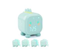 Lindo reloj despertador digital de dinosaurio para niños, luz para despertar, luz nocturna, recordatorio de música, hora y temperatura inter