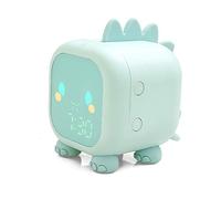 Lindo reloj despertador digital de dinosaurio para niños, mesita de noche, entrenador de sueño y luz nocturna (verde)