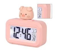 Lindo reloj electrónico protección ocular pantalla LED habitación de los niños digital inteligente reloj electrónico (cerdito rosa)