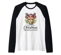 Lindo Reno de Invierno Navidad This Is My Christmas Pajama Camiseta Manga Raglan