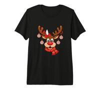 Lindo Reno Navidad Nariz roja Rudolph Navidad niños Adultos Camiseta Premium