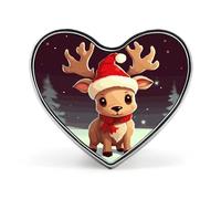 Lindo reno navideño1 Pin de solapa Corazón Amor Lindo Genial Divertido Botón Broche de solapa Corazón de metal Insignia Broche de camisa Pins para hombres Mujeres Manualidades personalizadas y regalo