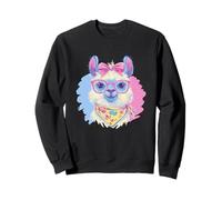 Lindo Retrato de Llama Amante de los Animales gráfico Rosa Gafas Arco Sudadera