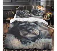 Lindo retrato de perro Funda de Edredón Juego de 3 Piezas Impresión 3D Cierre de incluye Fundas de Almohada Suave Ilustración artística de mascotas Funda Edredon for Adultos Single（135x200cm）