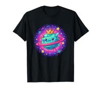 Lindo Rey Planeta Kawaii con Corona En Universo Galaxia Camiseta