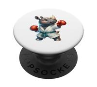 Lindo Rhino Boxeo Artes Marciales Personaje Animal Diseño PopSockets PopGrip Adhesivo