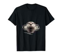 Lindo Río Nutria Cara En Ondulaciones De Agua Camiseta