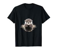 Lindo Río Nutria Cara En Ondulaciones De Agua Camiseta