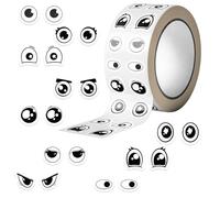 Lindo rollo de calcomanías de ojos fijos, 500 calcomanías de dibujos animados de cara, estilo urbano estético para taza de teléfono