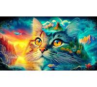 Lindo rompecabezas de gato de 1000 piezas, juguete pesado, juego educativo, juguete desafiante imposible para adultos y niños en gato dulce probado 38 x 52 cm/1000 unidades