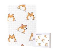 Lindo rompecabezas de madera de 300 piezas con trasero de Corgi para diversión familiar y para adultos.