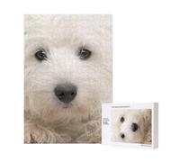 Lindo rompecabezas de madera de 300 piezas de cachorro Westie para diversión familiar y para adultos.