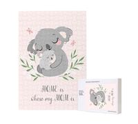 Lindo rompecabezas de madera de 300 piezas de mamá koala y bebé para diversión familiar de adultos.