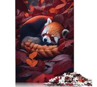 Lindo Rompecabezas de Panda Rojo durmiendo, Juegos creativos, Rompecabezas de cartón Premium para Mujeres y Hombres, Regalo de cumpleaños, 1000 Piezas (26 x 38 cm)