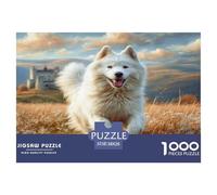 Lindo Rompecabezas de Perro para Adultos para descompresión: Perro Corre Junto a un Castillo lejano, Juego Educativo, desafío, decoración de Pared, 38 x 26 cm/1000 Piezas