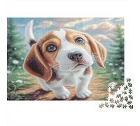 Lindo Rompecabezas de Perro para Adultos y niños, 1000 Piezas, Cachorro Beagle en un Entorno Forestal, Divertido y desafiante Juego Familiar, 52 x 38 cm/1000 Piezas