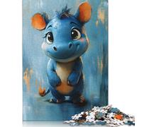 Lindo Rompecabezas de Rinoceronte Azul, Juguete de relajación, Rompecabezas Rectangular de Papel para niño o niña, Regalo del Día del Padre, 1000 Piezas (75 x 50 cm)