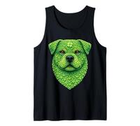 Lindo Rottweiler con tréboles Art St Patricks Day Dog Camiseta sin Mangas