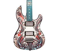 Lindo Sahara V2 - Guitarra eléctrica | Incrustación de estrella náutica | Diapasón de arce macizo verde azulado | Cuerpo de sicomoro | Ligera | Acabado gráfico