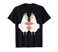 Lindo San Valentín Pollos Corazón Beso Granja Amante Huevo Niña Niño Camiseta