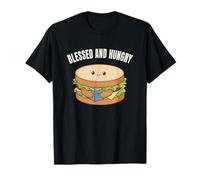Lindo sándwich Bendecido y Hambriento Cristiano para niños, jóvenes y Mujeres Camiseta