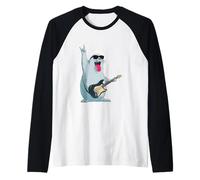 Lindo Sello Rockstar Tocando la Guitarra Divertido diseño Animal Camiseta Manga Raglan
