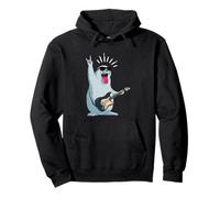 Lindo Sello Rockstar Tocando la Guitarra Divertido diseño Animal Sudadera con Capucha