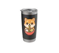 Lindo Shiba Inu Comer Ramen Kawaii Puppy Food Lover Vaso térmico de acero inoxidable de doble pared