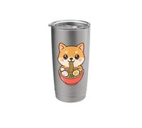 Lindo Shiba Inu Comer Ramen Kawaii Puppy Food Lover Vaso térmico de acero inoxidable de doble pared