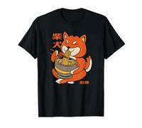 Lindo Shiba Inu Comiendo Ramen Arte Japonés Anime Camiseta