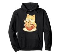Lindo Shiba Inu Comiendo Ramen De Dibujos Animados Kawaii Sudadera con Capucha