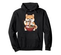 Lindo Shiba Inu Comiendo Ramen Japonés Kawaii Perro Fideos Sudadera con Capucha