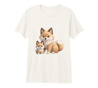 Lindo Shiba Inu mamá y Cachorro Perro ilustración Camiseta Premium