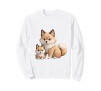 Lindo Shiba Inu mamá y Cachorro Perro ilustración Sudadera