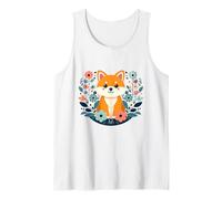 Lindo Shiba Inu Peludo Amigo Perro Patas Bonita Flor Floral Camiseta sin Mangas