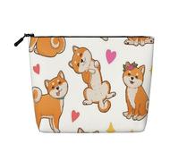 Lindo Shiba Inu y Divertido patrón de Perro,Neceser de Maquillaje de imitación Lino, Neceser de Viaje portátil