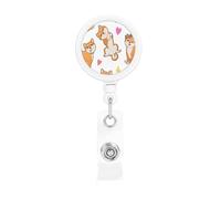 Lindo Shiba Inu y divertido patrón de perro,Portatarjetas retráctil, portatarjetas enrollable con clip para identificación y pinza de cocodrilo.