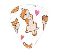Lindo Shiba Inu y patrón de perro divertido,12 púas de guitarra, 3 grosores diferentes para guitarra acústica, bajo y ukelele