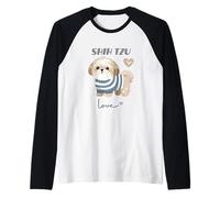 Lindo Shih Tzu Cachorro Amante de los Perros Adorable diseño canino Camiseta Manga Raglan