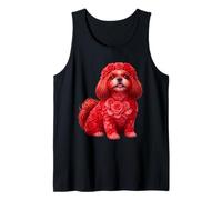 Lindo Shih Tzu con Rosas Rojas Perro Floral Día de San Valentín Camiseta sin Mangas