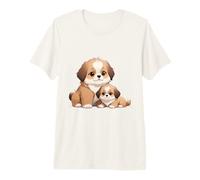 Lindo Shih Tzu mamá y Cachorro Amante de los Perros Camiseta Premium