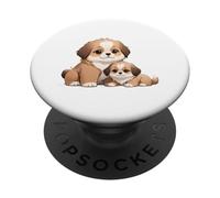 Lindo Shih Tzu mamá y Cachorro Amante de los Perros PopSockets PopGrip Adhesivo