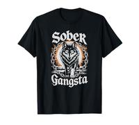 Lindo Sober Gangsta Wolf AA Logrador NA Objetivo Viviendo Mamá Camiseta
