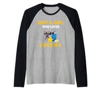 Lindo Solo Una Chica Que Ama El Cine Mueve Mujeres y Chicas Camiseta Manga Raglan