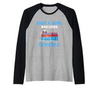 Lindo Solo Una Chica Que Ama El Cine Mueve Mujeres y Chicas Camiseta Manga Raglan