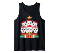 Lindo Sombrero de árbol de Navidad Maneki Neko Pile Cat Lucky Christmas Tree Camiseta sin Mangas