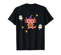 Lindo Sombrero de Bruja ajolote de Halloween Calabaza Fantasma Kawaii Camiseta