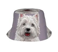 Lindo Sombrero Tipo Cubo con Estampado de Perro West Highland Terrier para Mujer y Hombre, Sombreros de Verano para Hombre y Mujer